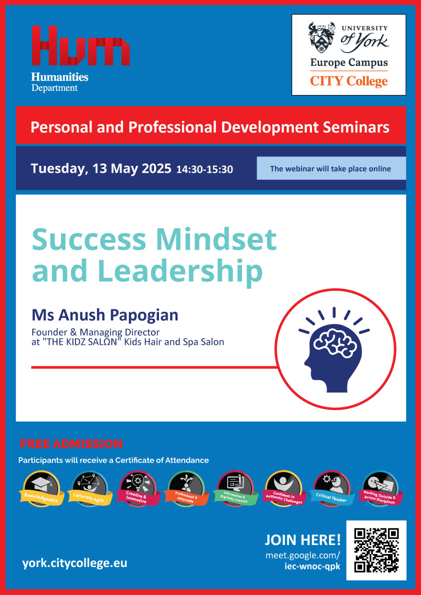 Personal and Professional Development Seminars by CITY College's Humanities Department